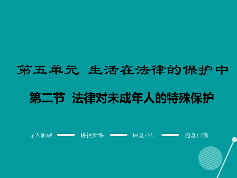 【學(xué)練優(yōu)】八年級政治上冊 第五單元 生活在法律的保護(hù)中 第二節(jié) 法律對未成年人的特殊保護(hù)教學(xué)課件 湘教版_第1頁