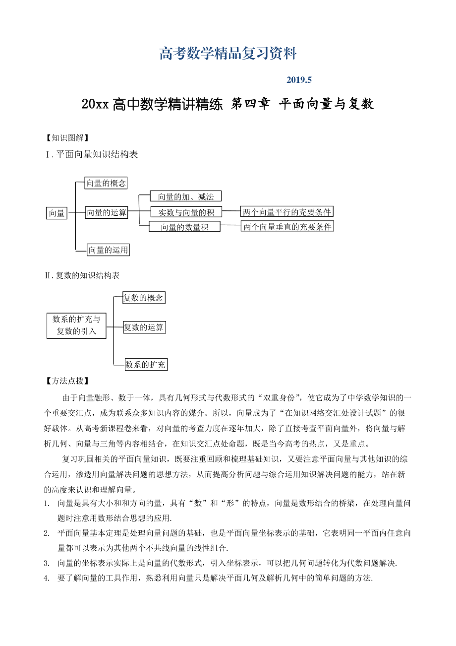 高中數(shù)學(xué)精講精練新人教A版第04章 平面向量與復(fù)數(shù)_第1頁