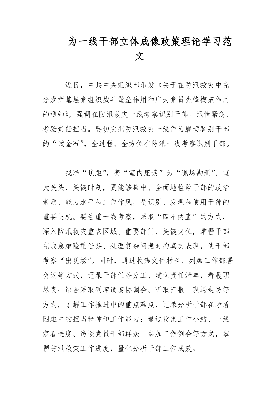 为一线干部立体成像政策理论学习范文_第1页