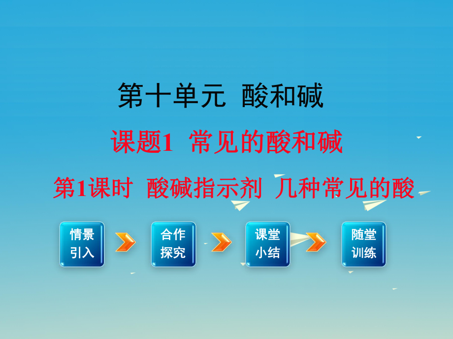 九年級化學下冊 第10單元 酸和堿 課題1 第1課時 酸堿指示劑 幾種常見的酸教學課件 新版新人教版_第1頁