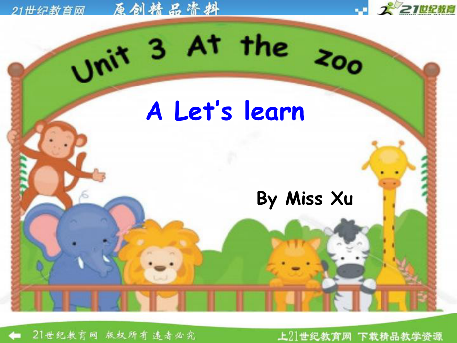 人教版pep小學英語三年級下冊 Unit 6 At the zoo PA Let's learn課件_第1頁