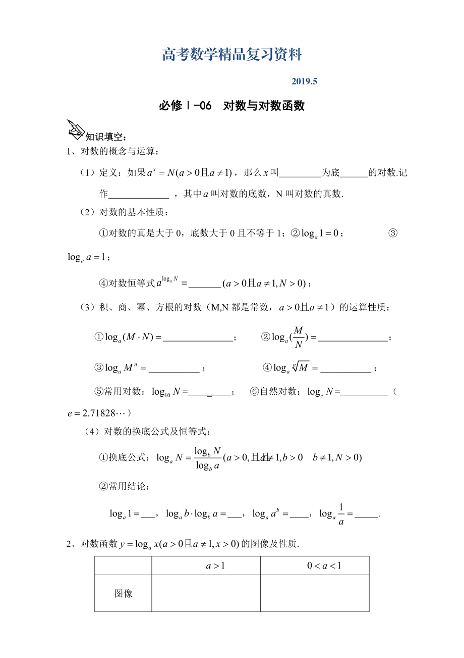 学案 106对数函数_第1页