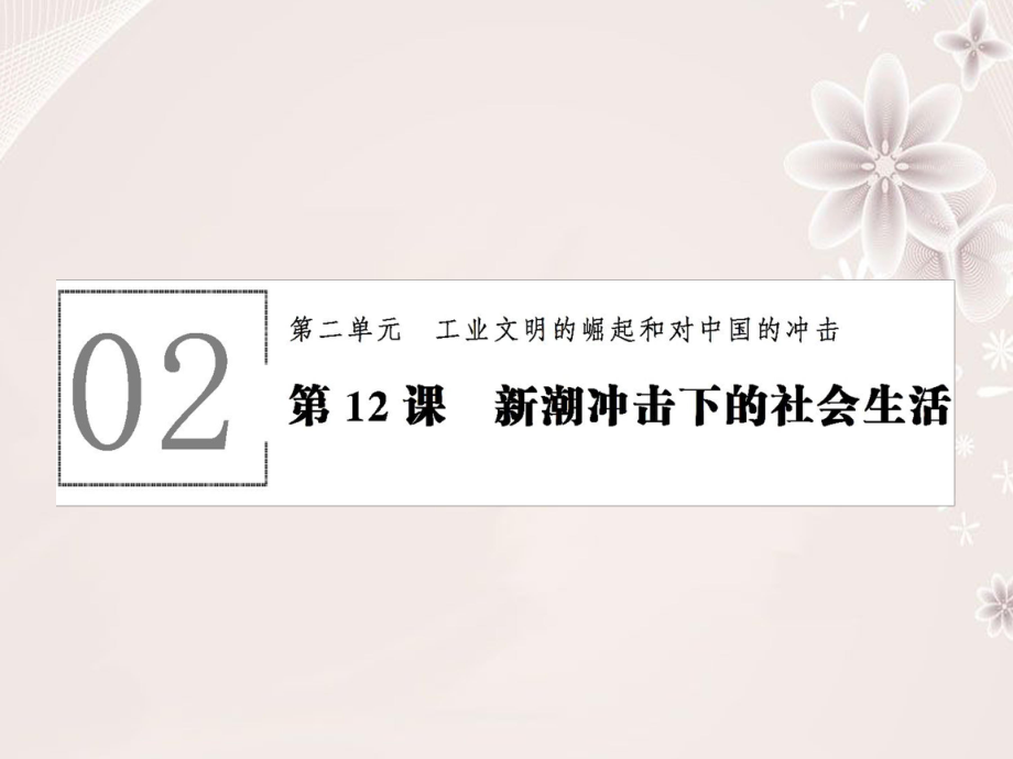 高中历史 第二单元 工业文明的崛起和对中国的冲击 212 新潮冲击下的社会生活课件 岳麓版必修2_第1页