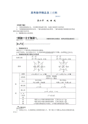 【創(chuàng)新方案】高考數(shù)學理一輪復習配套文檔：第8章 第6節(jié)　雙 曲 線