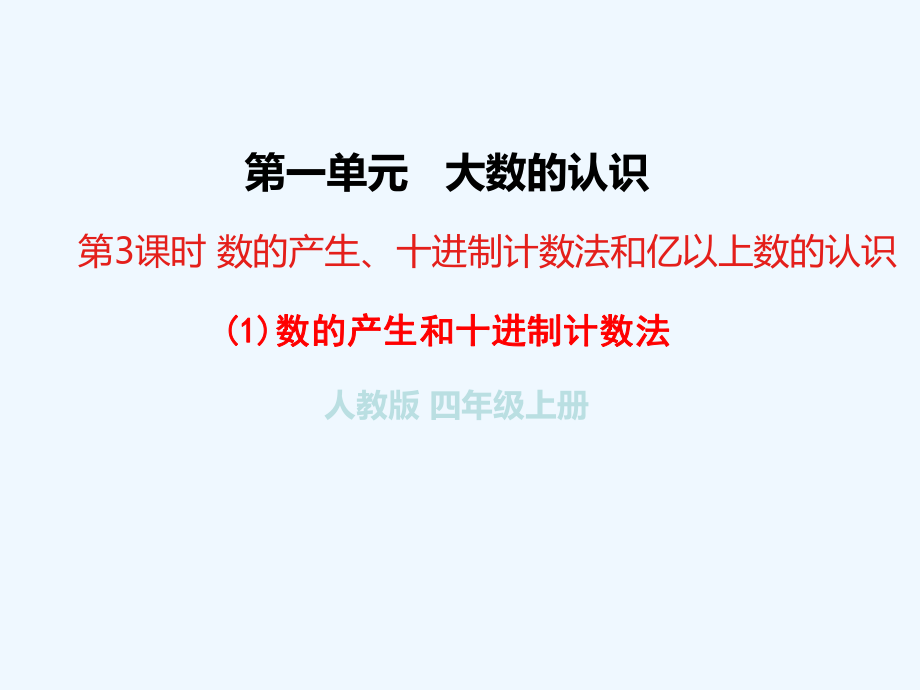 四年级上册数学课件-第一单元(1)数的产生和十进制计数法 人教新课标（2021秋）(共21张PPT)_第1页