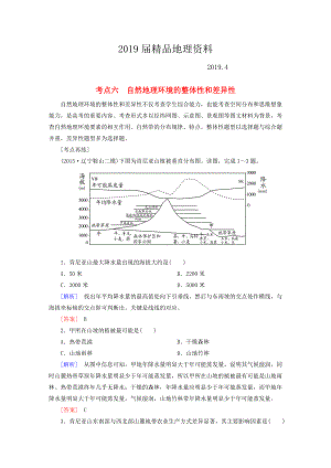 【與名師對話】高考地理二輪復(fù)習(xí) 第三部分 考前30天 專題四 考前高頻考點(diǎn)再練 考點(diǎn)6 自然地理環(huán)境的整體性和差異性