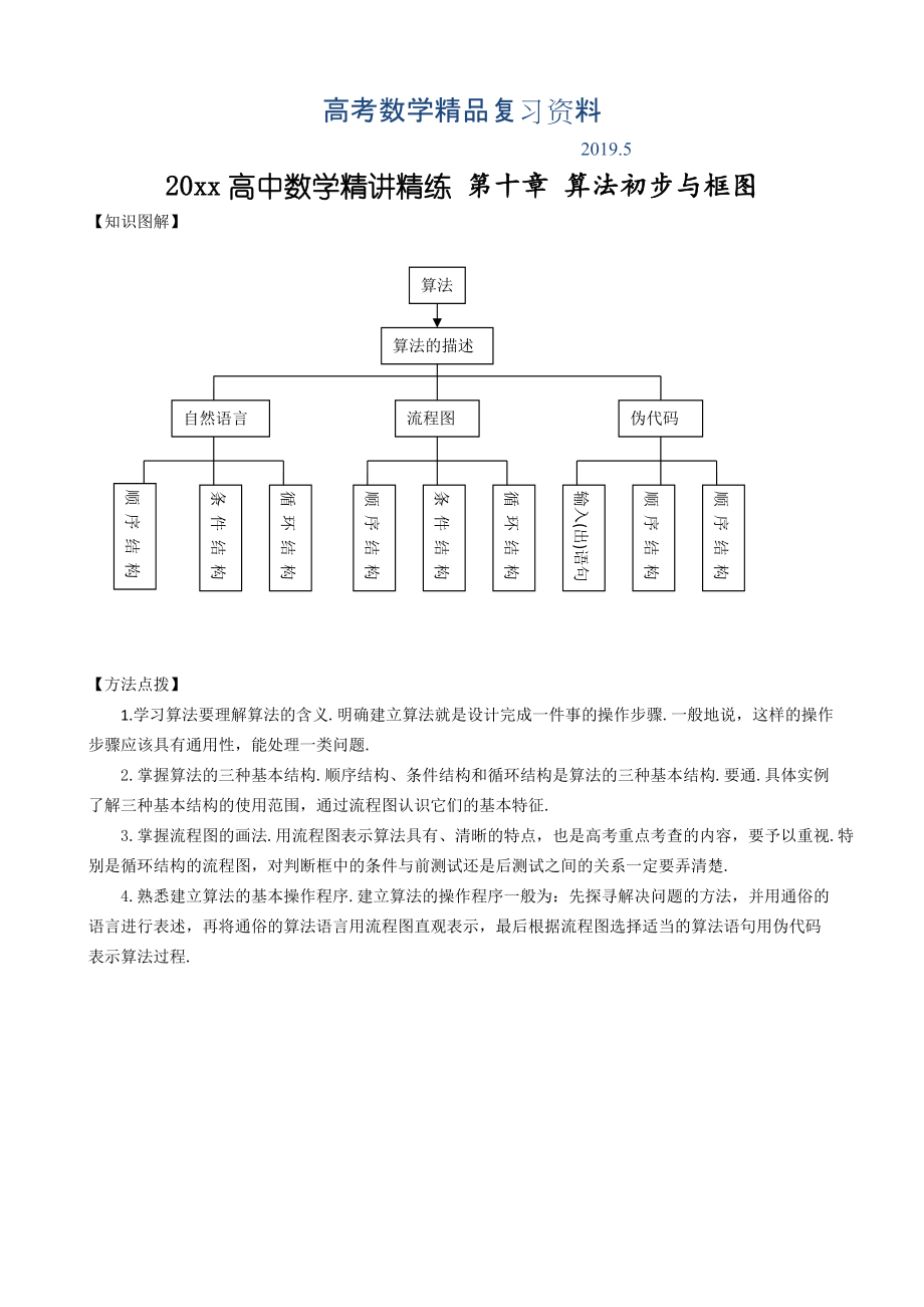 高中數(shù)學(xué)精講精練新人教A版第10章 算法初步與框圖_第1頁