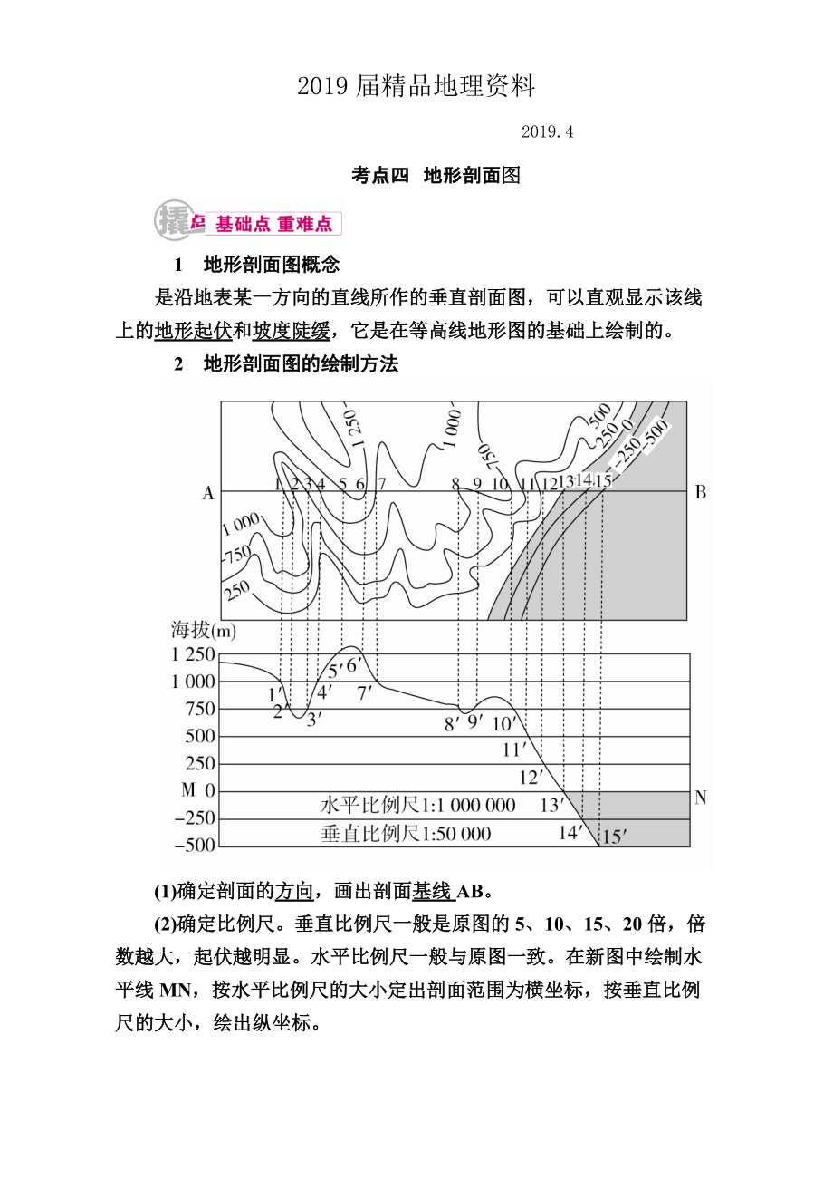 【學霸優(yōu)課】高考二輪：1.4地形剖面圖教學案含答案_第1頁