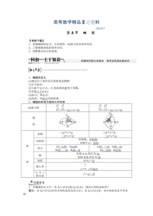 【創(chuàng)新方案】高考數(shù)學(xué)理一輪復(fù)習(xí)配套文檔：第8章 第5節(jié)　橢圓