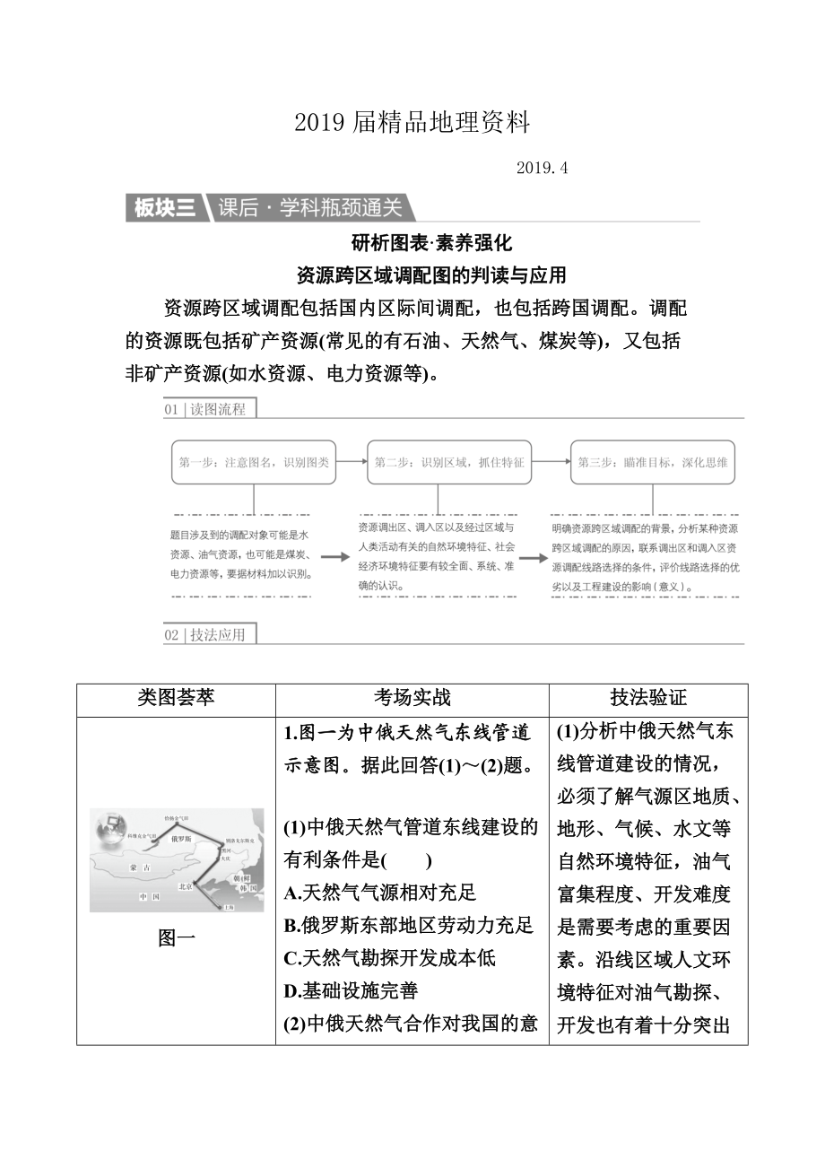 【金版教程】地理一輪課后通關(guān)：351 資源的跨區(qū)域調(diào)配——以我國西氣東輸為例 Word版含解析_第1頁