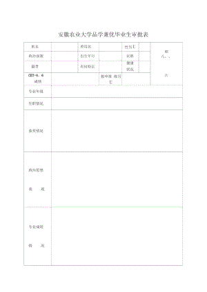 品學(xué)兼優(yōu)畢業(yè)生審批表