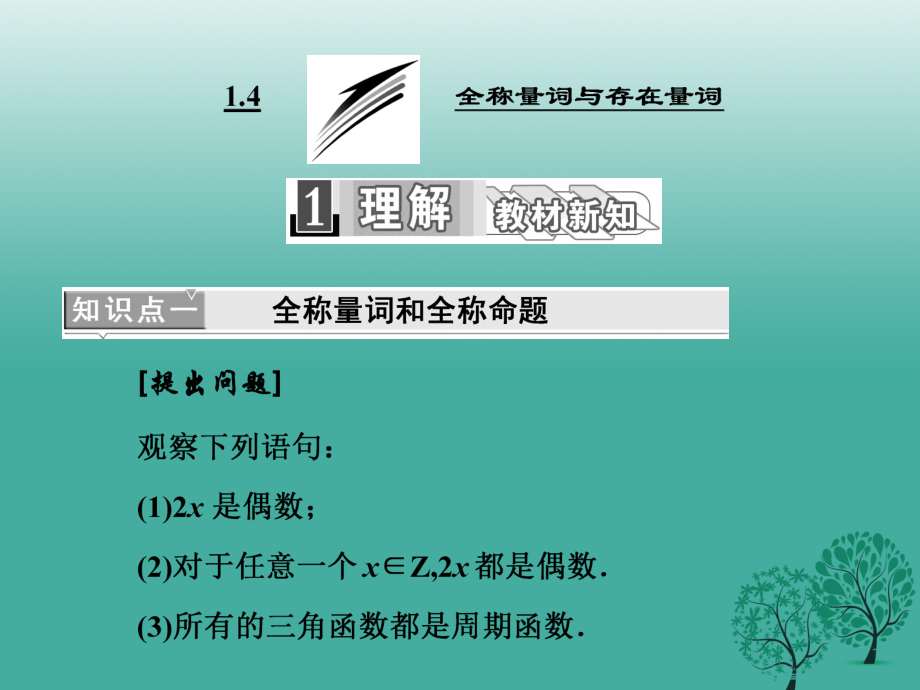 高中數(shù)學(xué) 14 全稱量詞與存在量詞課件 新人教A版選修11_第1頁