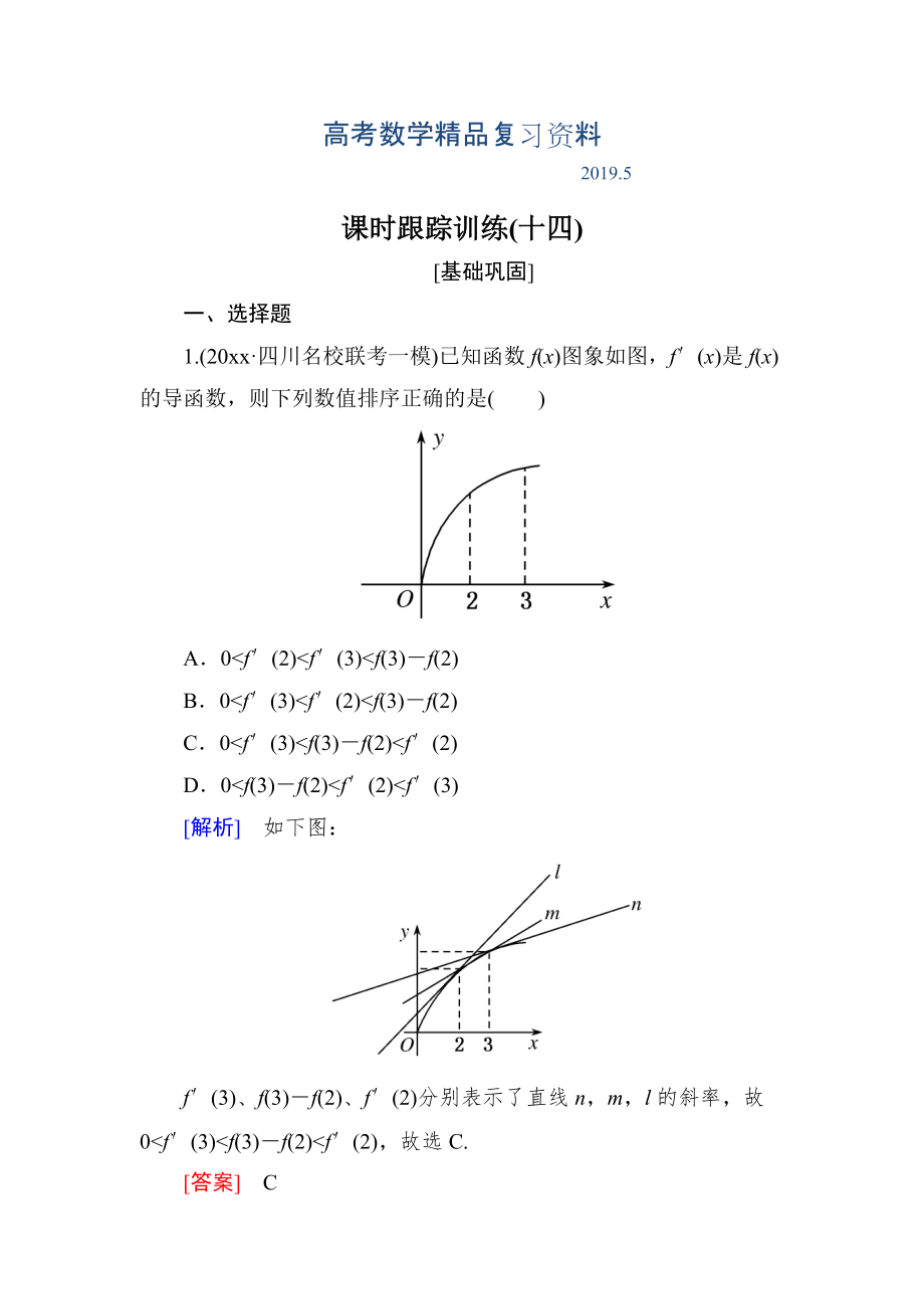 與名師對話高三數(shù)學文一輪復習課時跟蹤訓練：第三章 導數(shù)及其應用 課時跟蹤訓練14 Word版含解析_第1頁