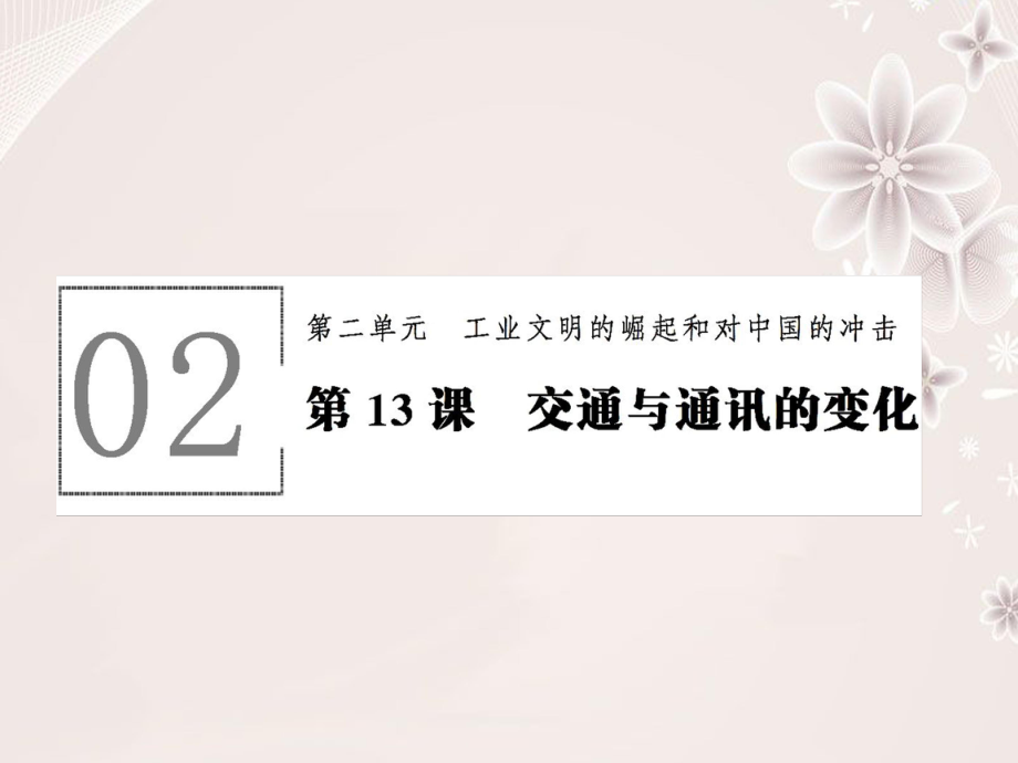 高中歷史 第二單元 工業(yè)文明的崛起和對(duì)中國(guó)的沖擊 213 交通與通訊的變化課件 岳麓版必修2_第1頁(yè)