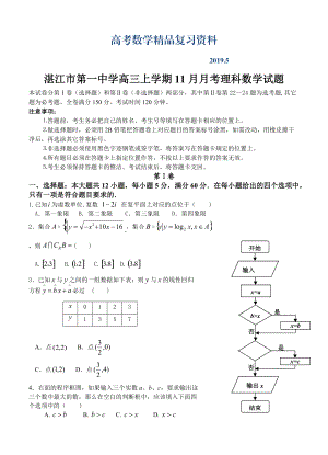 广东湛江高中名校高三上学期11月月考理科数学试题含答案
