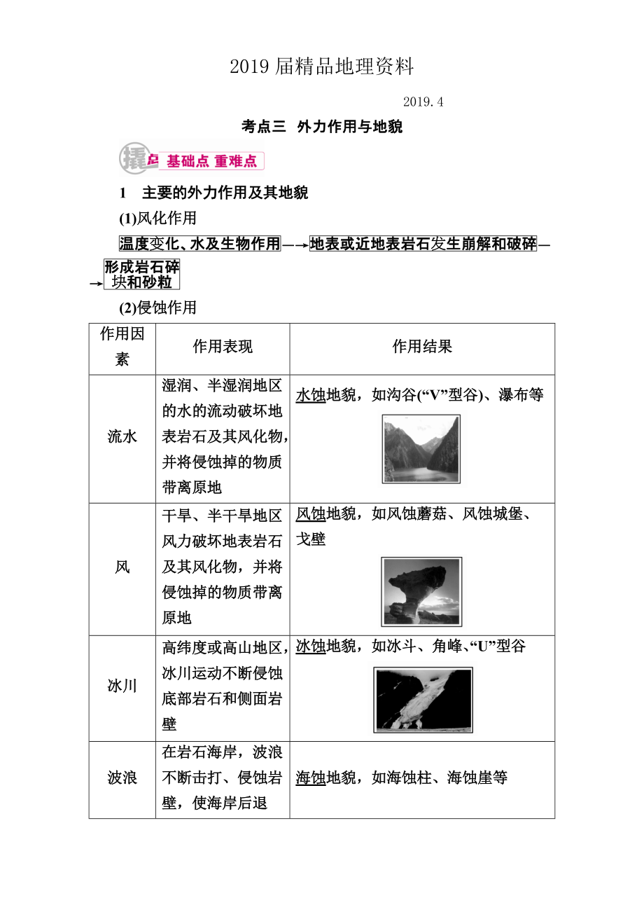 【學(xué)霸?xún)?yōu)課】高考二輪：9.3外力作用與地貌教學(xué)案含答案_第1頁(yè)