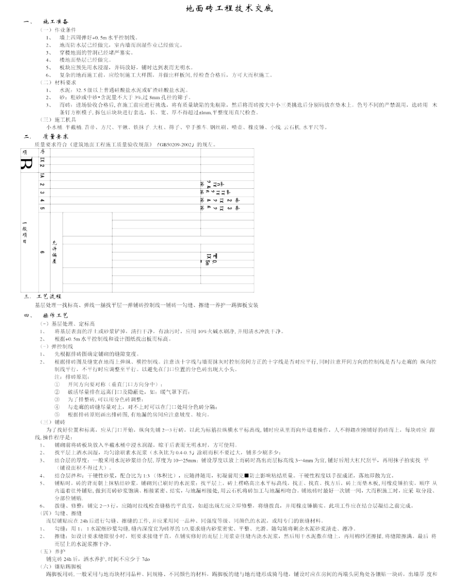 地面砖工程技术交底_第1页