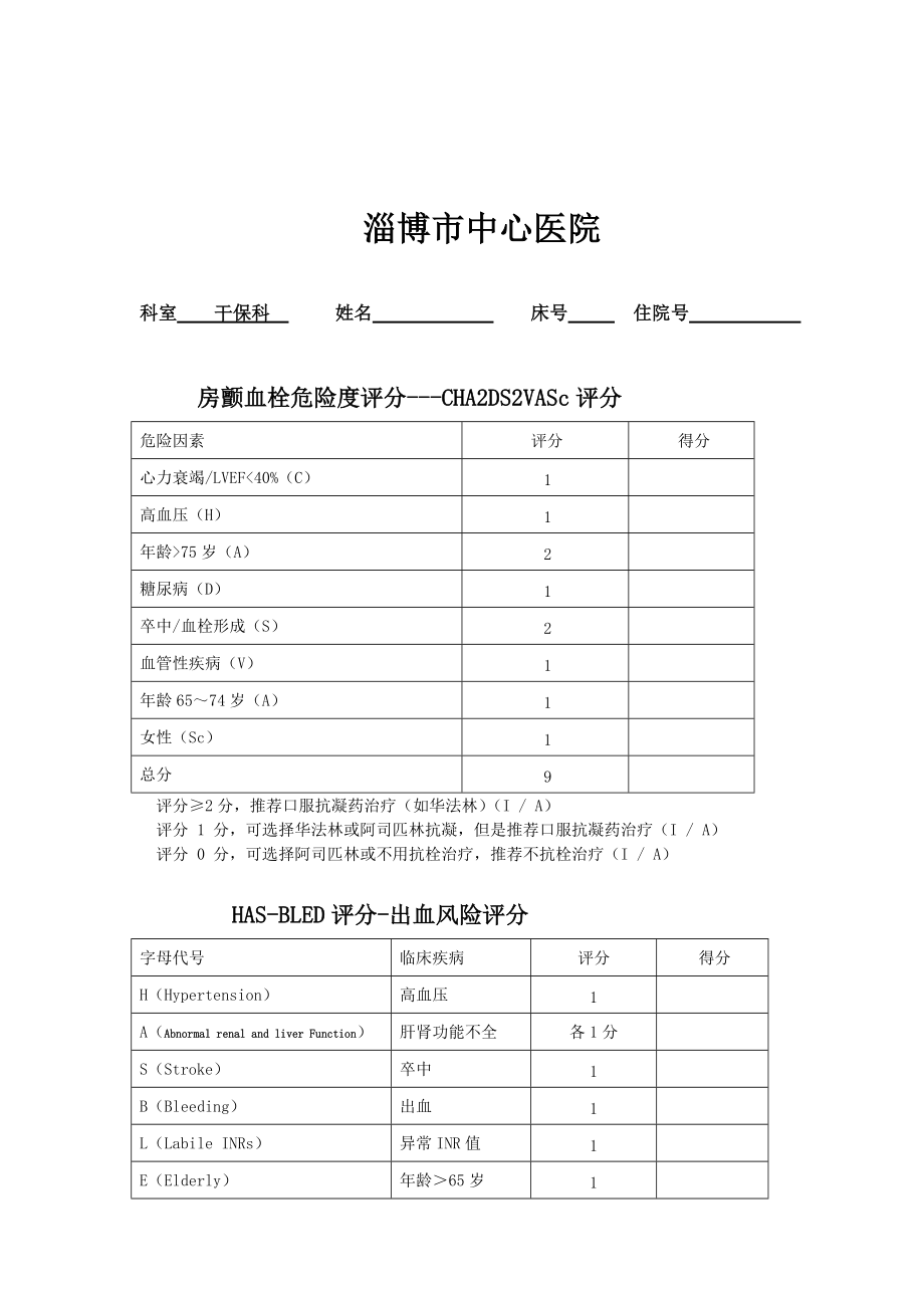 cha2ds2vasc评分表