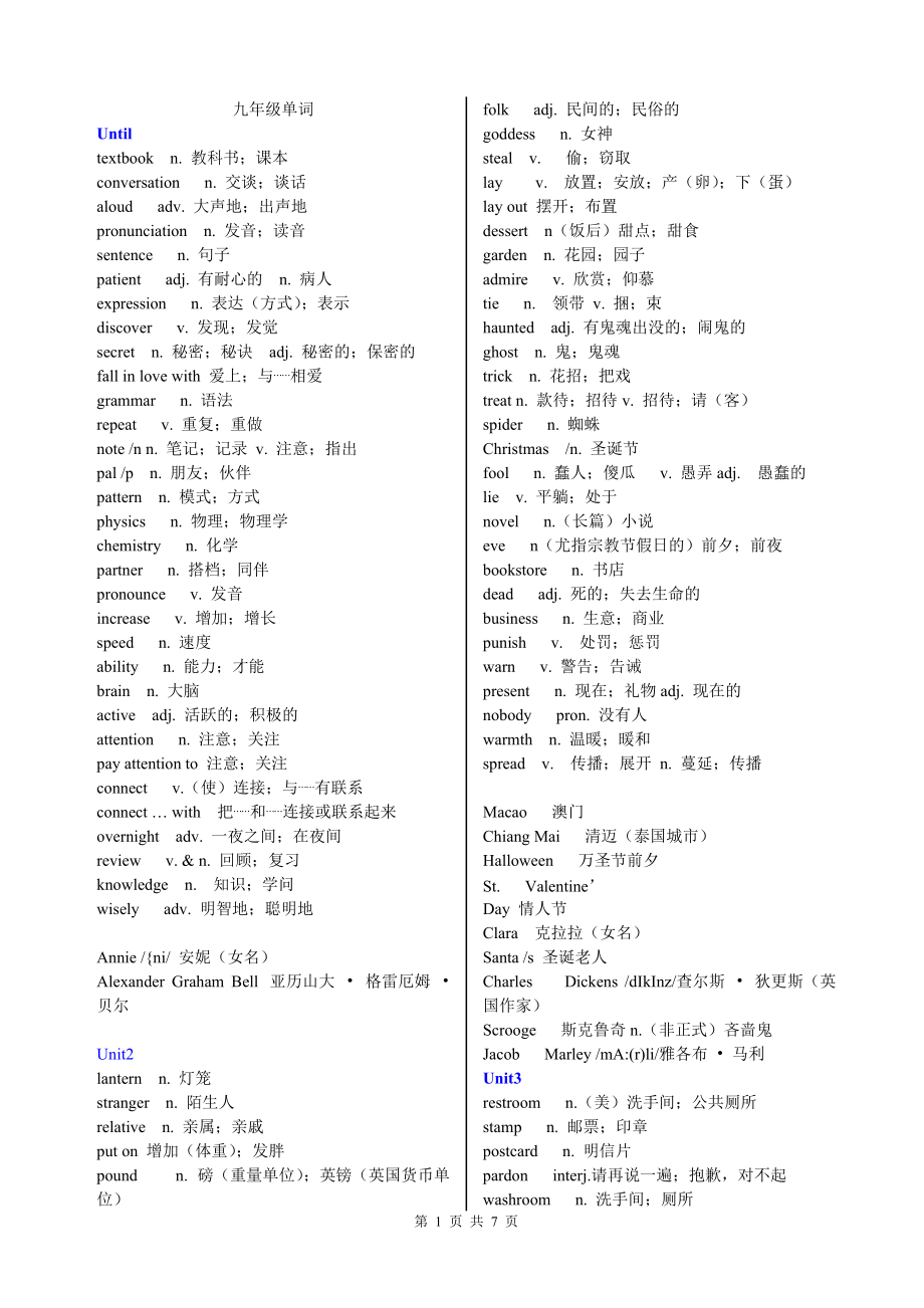 2014人教版九年级英语单词表[1]_第1页