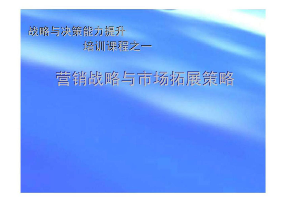 战略与决策能力提升培训课程之一营销战略与市场拓展策略_第1页