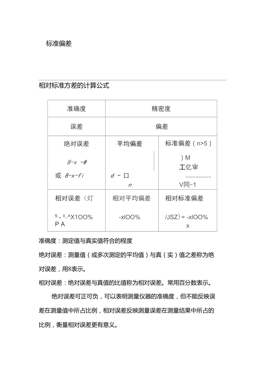 標(biāo)準(zhǔn)偏差與相對(duì)標(biāo)準(zhǔn)偏差公式(匯編版)_第1頁