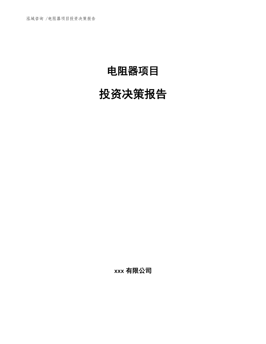 電阻器項目投資決策報告【模板參考】_第1頁