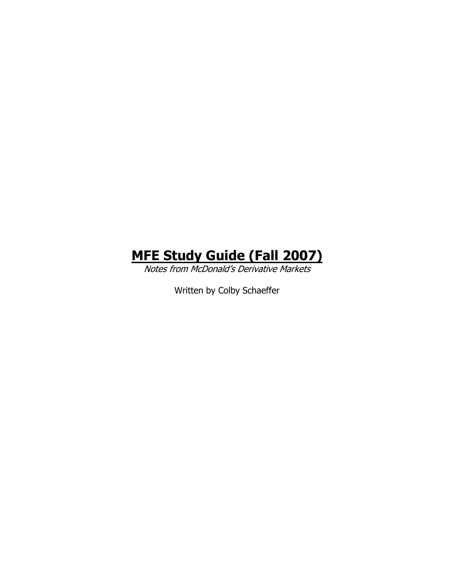 MFE Study Guide_第1页