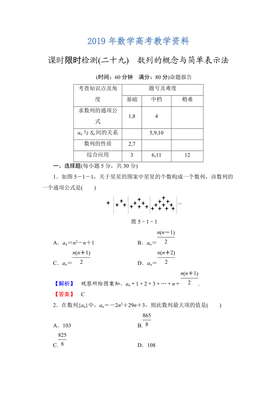 高三數(shù)學(xué)理,山東版一輪備課寶典 【第5章】課時限時檢測29_第1頁