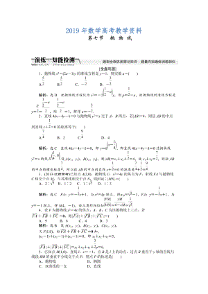 高考數(shù)學(xué)復(fù)習(xí)：第八章 ：第七節(jié)拋物線演練知能檢測