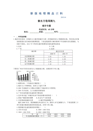 新版衡水萬卷高三地理二輪復(fù)習(xí)高考周測卷含答案解析周測 九城市專題