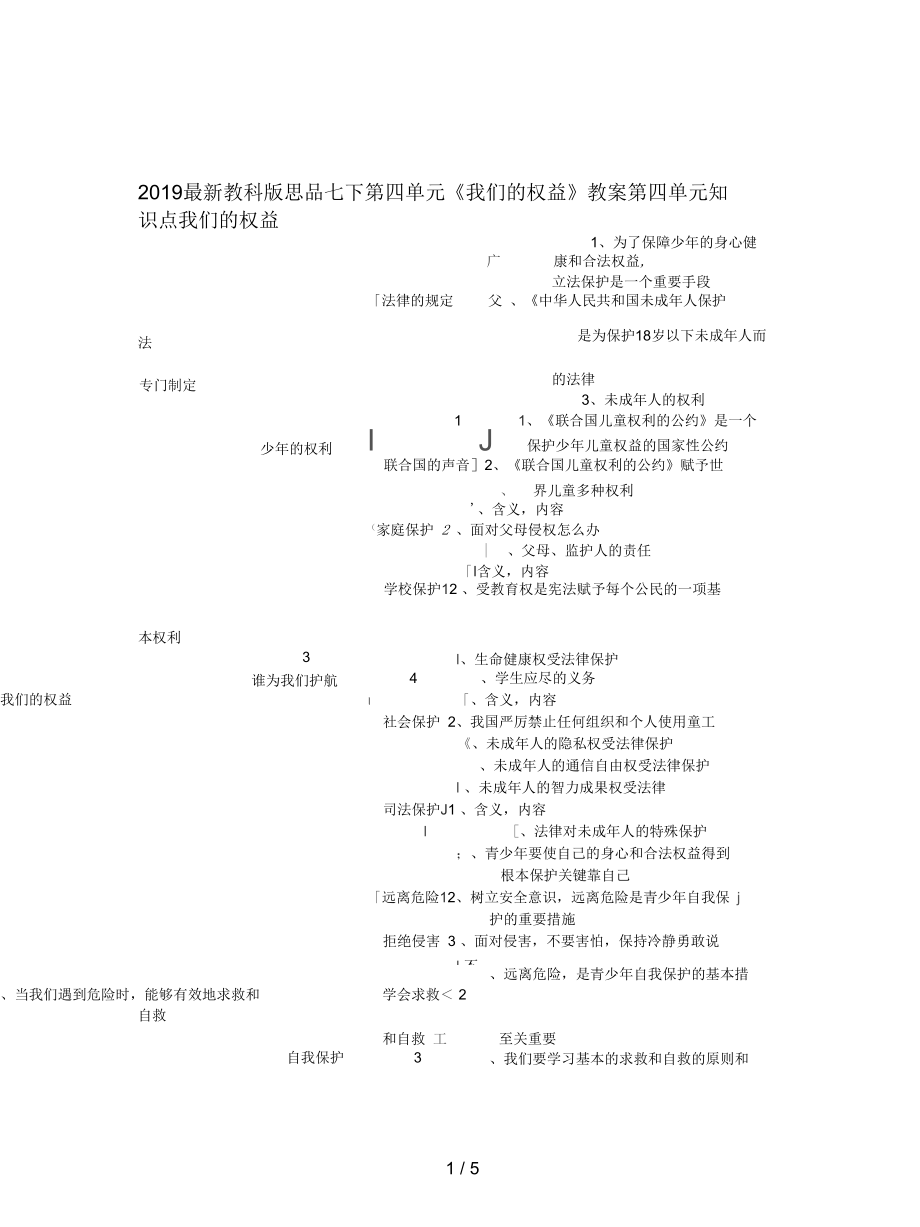 教科版思品七下第四單元《我們的權(quán)益》教案_第1頁(yè)