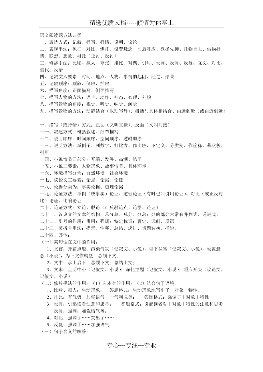 初中语文阅读答题技巧和方法(共8页)_第1页