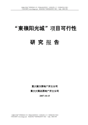 重庆東嶺阳光城东山项目可行性分析32页—银行版 (青苹果)