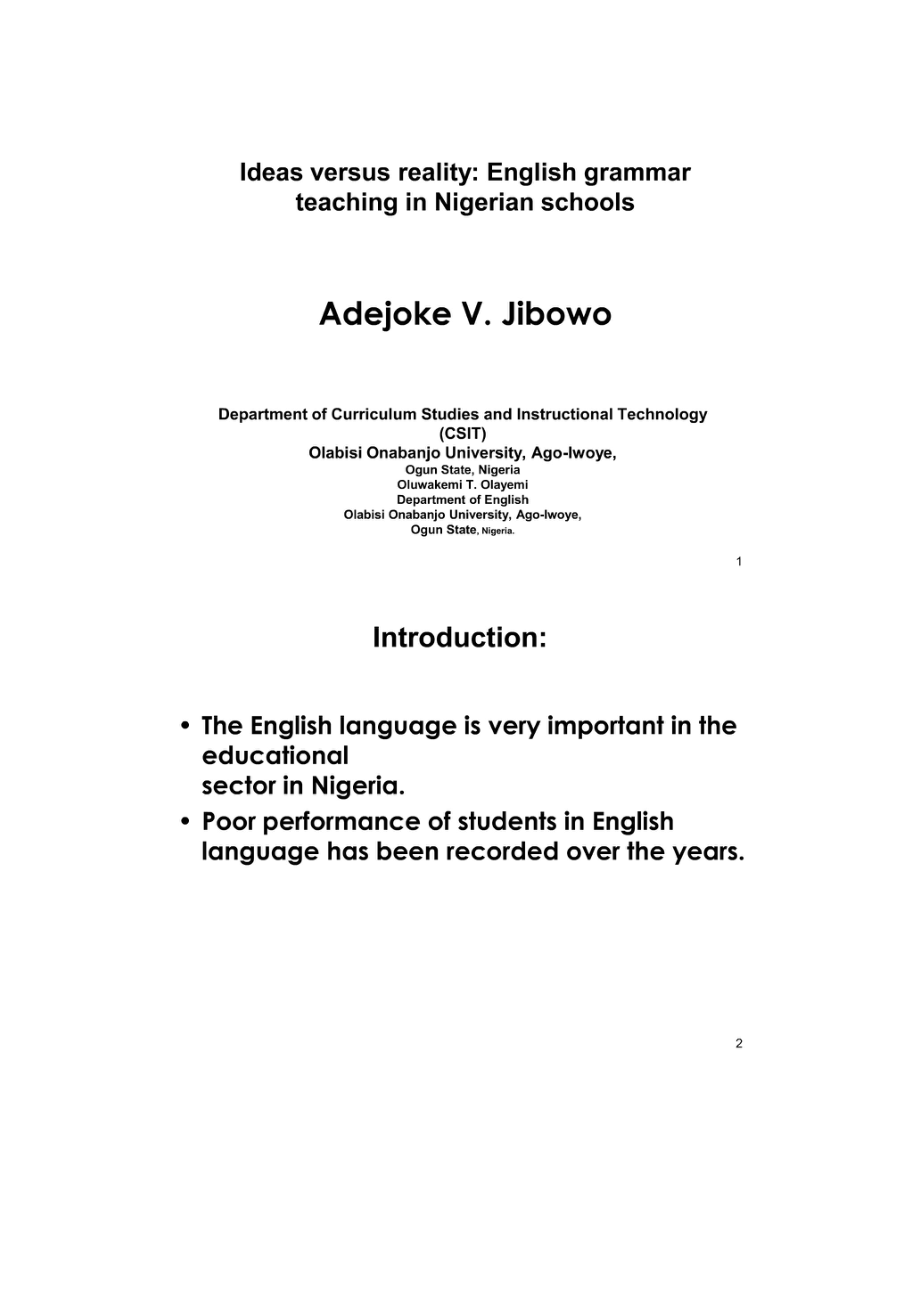Ideas versus reality English grammar teaching in Nigerian schools_第1页