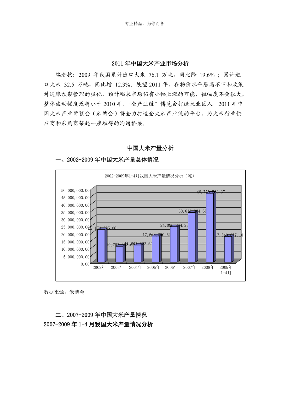 中国大米产业市场分析_第1页