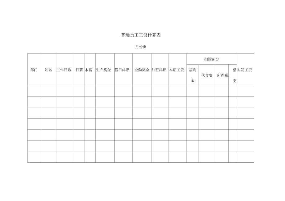 【薪酬福利】普遍員工工資計算表_第1頁