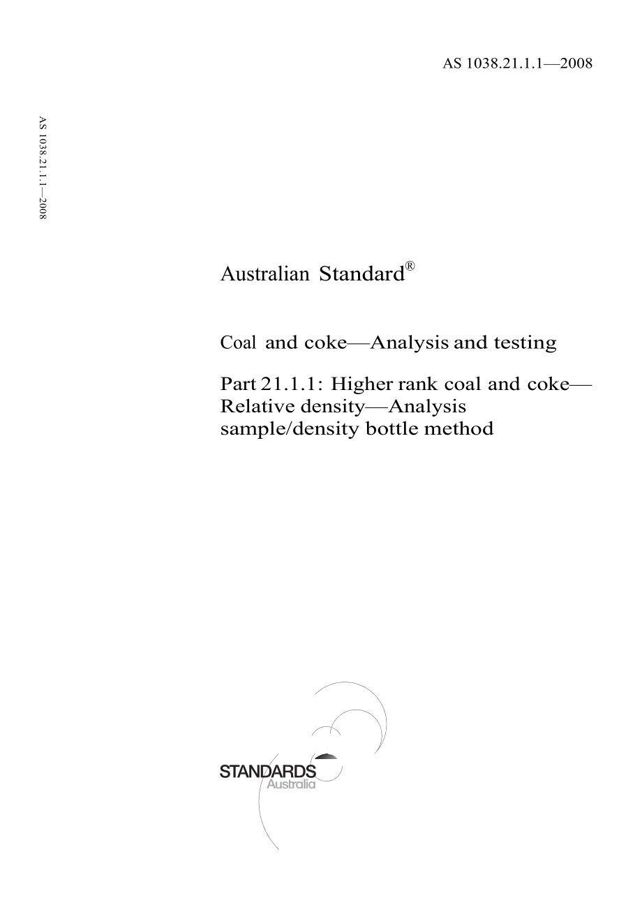 【AS澳大利亚标准】AS 1038.21.1.1 Coal and cokeAnalysis and testing Part 21.1.1 Higher rank coal and cokeRelative_第1页