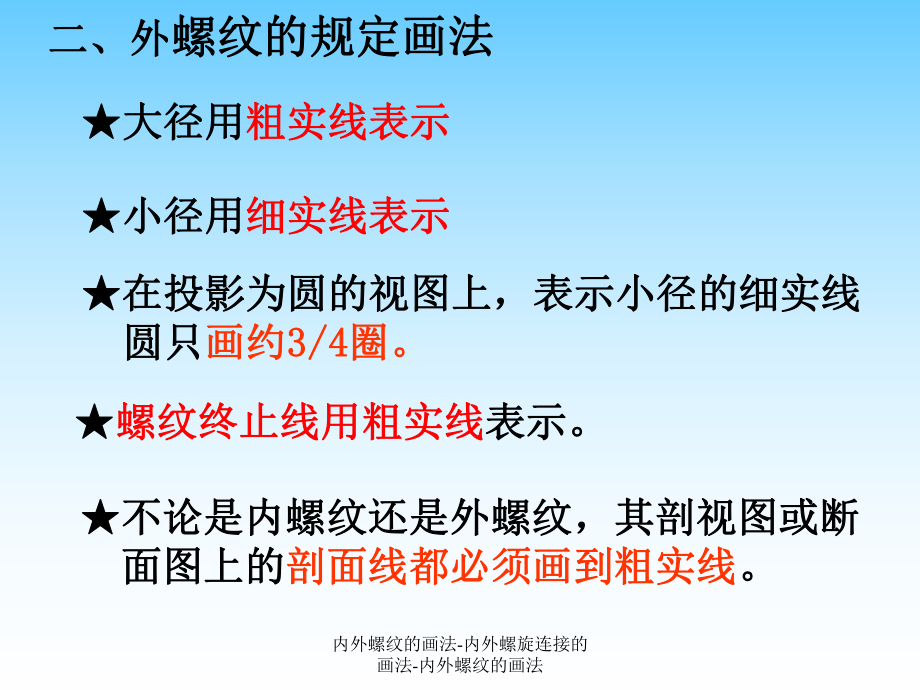 內外螺紋的畫法內外螺旋連接的畫法內外螺紋的畫法