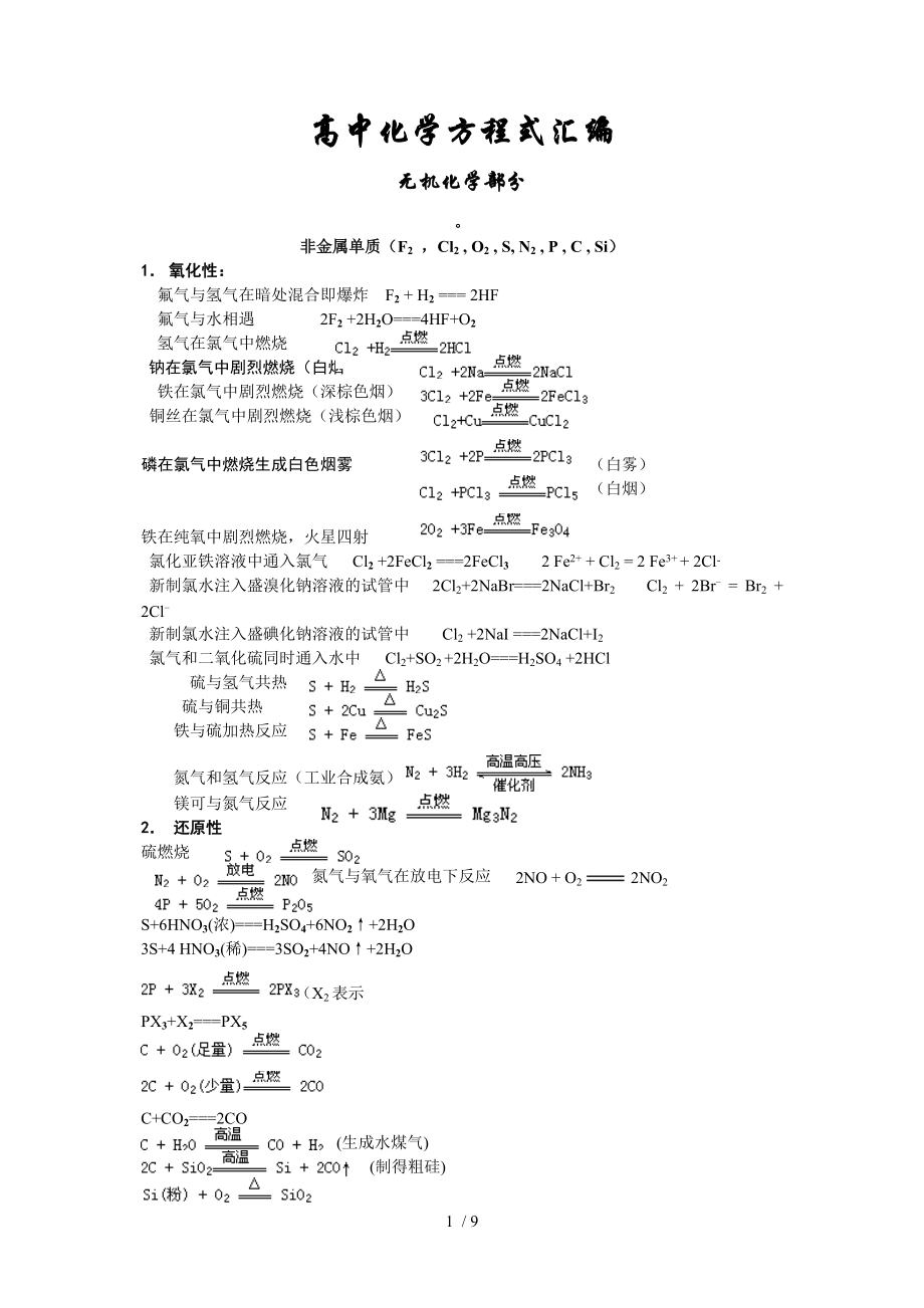 2011年高考必备-高中化学方程式汇编大全Word版_第1页