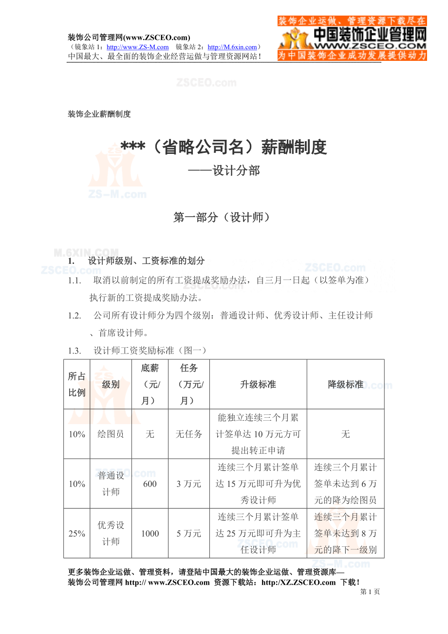 某装饰公司的各部门薪酬制度_第1页