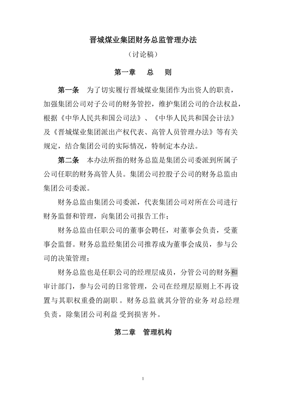 晋城煤业集团财务总监管理办法_第1页