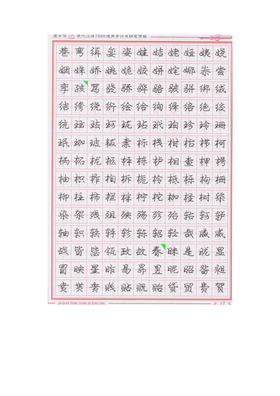 庞中华现代汉语7000通用字行书钢笔字帖中