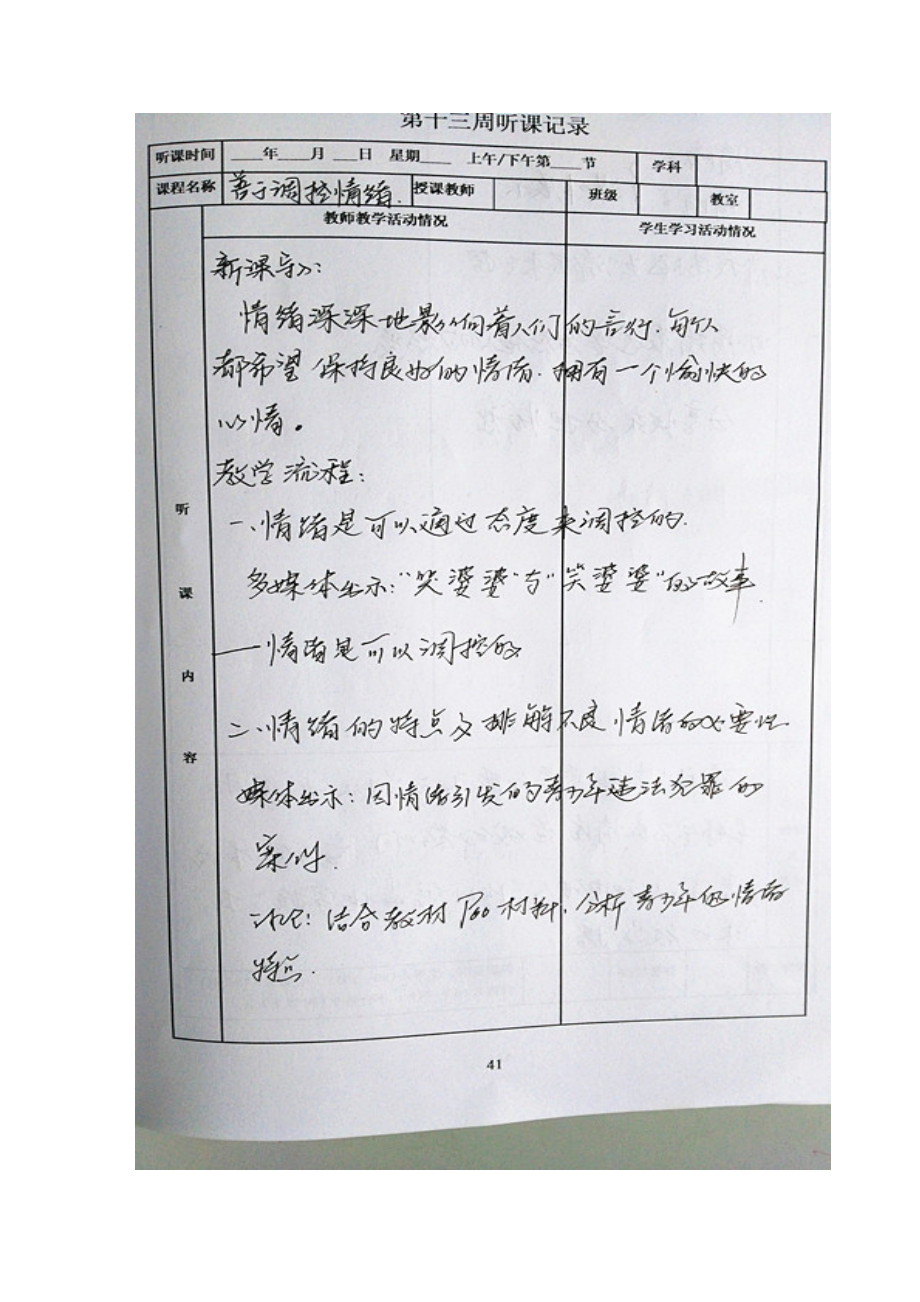 初中思品聽課記錄_第1頁