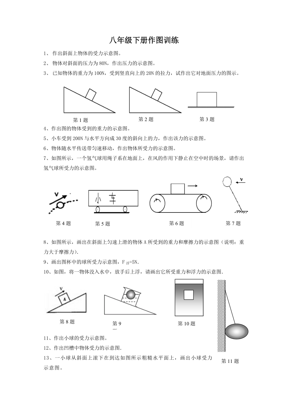 新人教版八年级物理下册作图训练_第1页