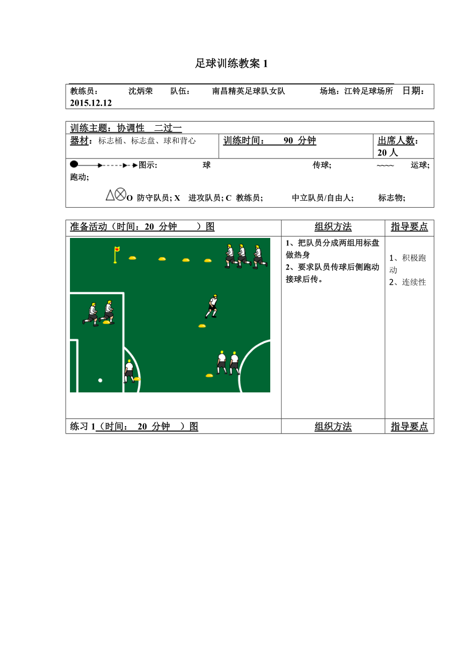 足球訓(xùn)練教案_第1頁