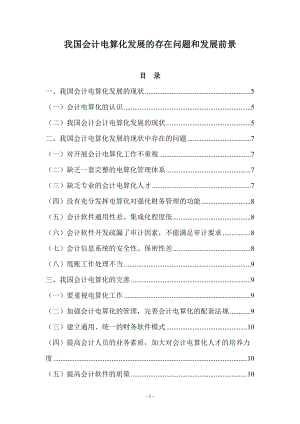 我國會計電算化發(fā)展的存在問題和發(fā)展前景會計電算化畢業(yè)論文