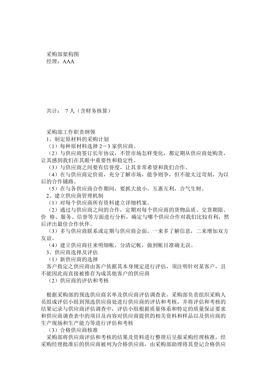 食品加工企業(yè) 采購部體系建設(組織架構、工作流程、細則、制度、考核)0_第1頁