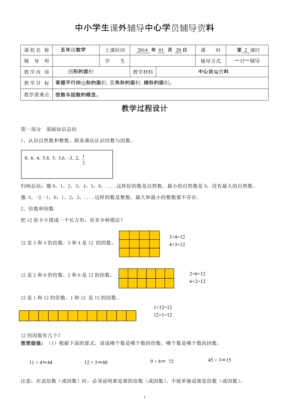 小学五年级数学图形的面积版_第1页