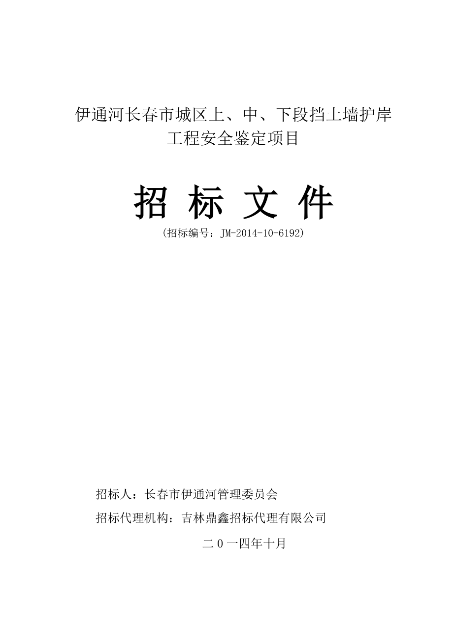 吉林某挡土墙护岸工程安全鉴定项目招标文件_第1页