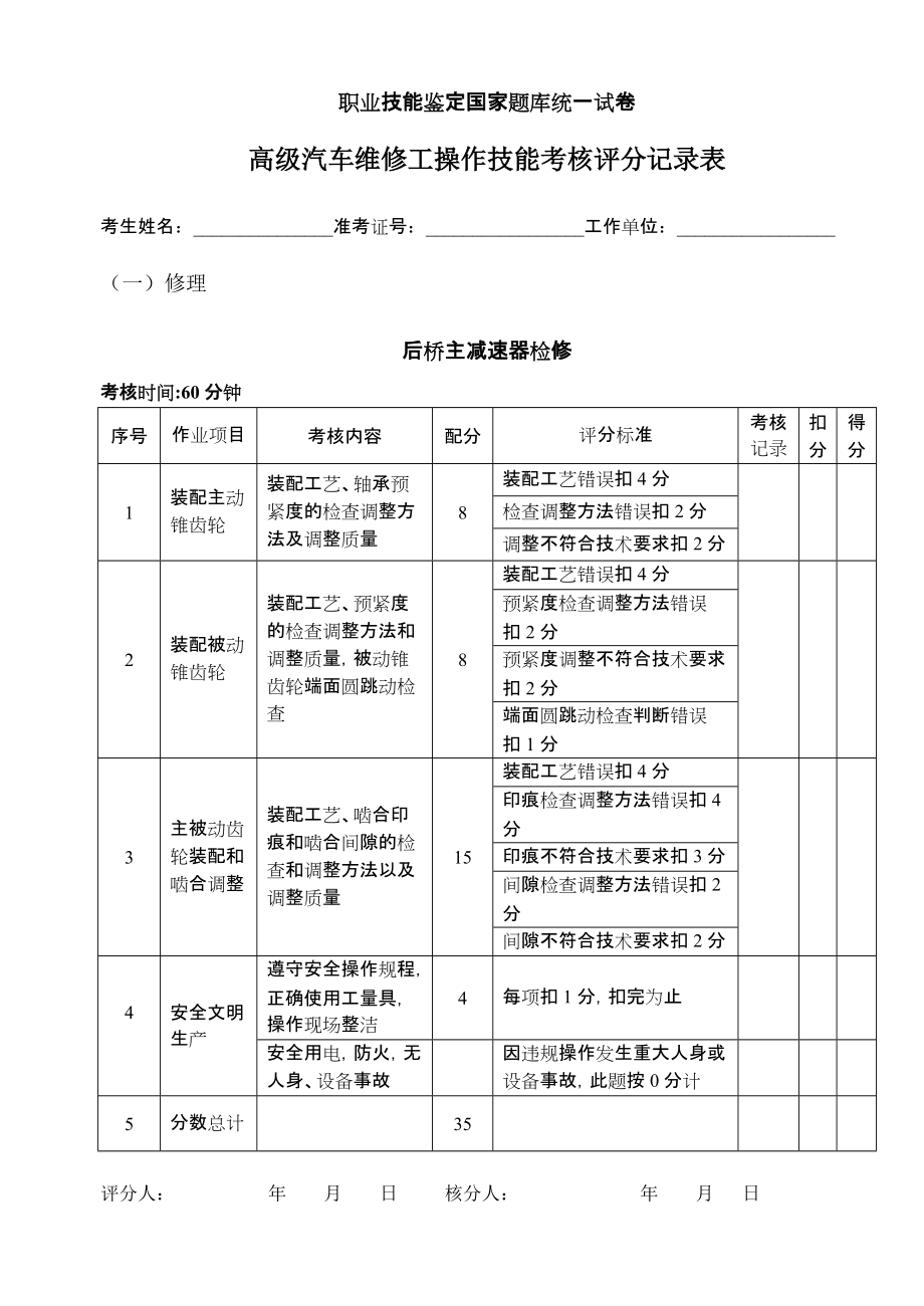 汽車后橋主減速器檢修_第1頁